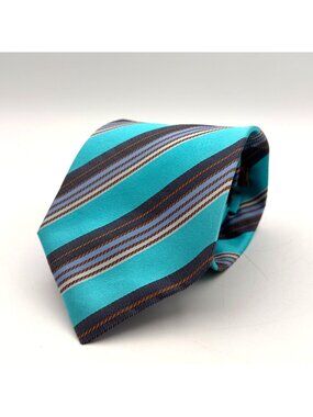 Fratelli Moda Blue Diagonal Stripe 100% Pure Silk Tie 59" x 4"